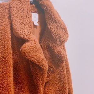 H&M Long Teddy Coat. Mint Condition. In Brown